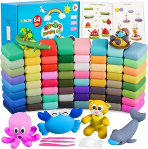 Modeling Clay Kit - 64 Colors Air Dry Clay with Sculpting Tools, Ideal for Crafting, DIY Projects. Easter/Halloween/Christmas Gifts.