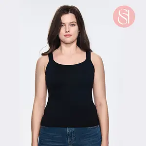SOFT INTENTION In&Out Plus Size Cami with Built-in Bra, Tank Top with Bra Cami Tank Straps, Comfortable Fit, Summer Style, Minimalist Design Basic Womenswear