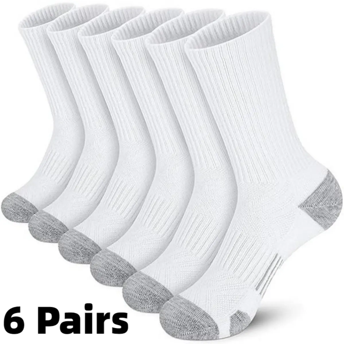 6 Pairs Thin style Athletic Cushion Running Socks, Performance Breathable Crew Outdoor Sports Socks for Men Women, Elastic Socks, Soccer