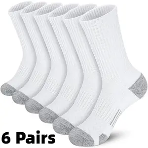 6 Pairs Thin style Athletic Cushion Running Socks, Performance Breathable Crew Outdoor Sports Socks for Men Women