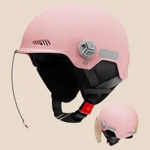 Unisex All-Season Universal Motorcycle Half Helmet, 54-62cm ABS Shell, Thermal Liner, Adjustable Straps, Weatherproof Windproof Breathable Winter Warm Safety Helmet for Electric Bike Riding Cap