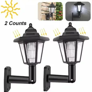 2-Pack LED Outdoor Solar Pathway Light Garden Lamp Energy Saving Wall Mount for Yard Decoration Lighting, Solar Lights Outdoor, Non-Rechargeable Batteries Included