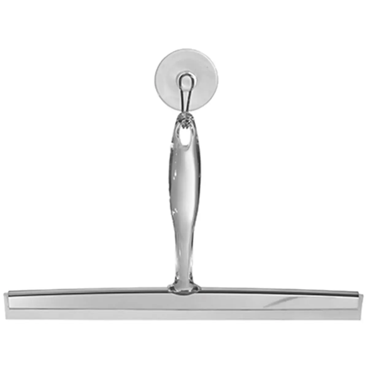 Interdesign 58740 Zia Bath Squeegee - 12 in. Plastic Body with Stainless Accents, Durable Blade for Glass Surfaces, Handle, Suction Cup Hook Storage, Removes Spots or Streaks, 0.5 lbs