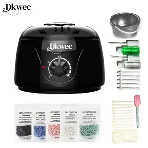 Dkwec Upgraded Waxing Kit 500g Hard Wax Beads 2 Treated Waxes & 25 Sticks for Face Arms Legs Whole Body Clear Gentle Hair Removal
