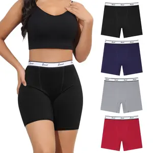 LEVAO Women’s Cotton Underpants, Sports Boxer Shorts Panties, Stretch Breathable Comfortable Briefs Underwear for Ladies, 4 Pack (S-XL)