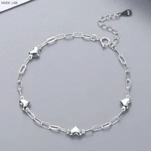 Dainty S925 Sterling Silver Heart Bracelet Minimalist Paperclip Link Chain Stackable Jewelry For Women Ideal For Mother’S Day Valentine’S Day Birthday Anniversary And Everyday Wear