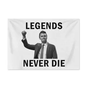 Charlie-Kirk-Legends-Never-Die Tapestry Durable Man Cave Wall Flag for College Dorm Room Decor Outdoor Party Banner Tree Design 30x40 Inch White