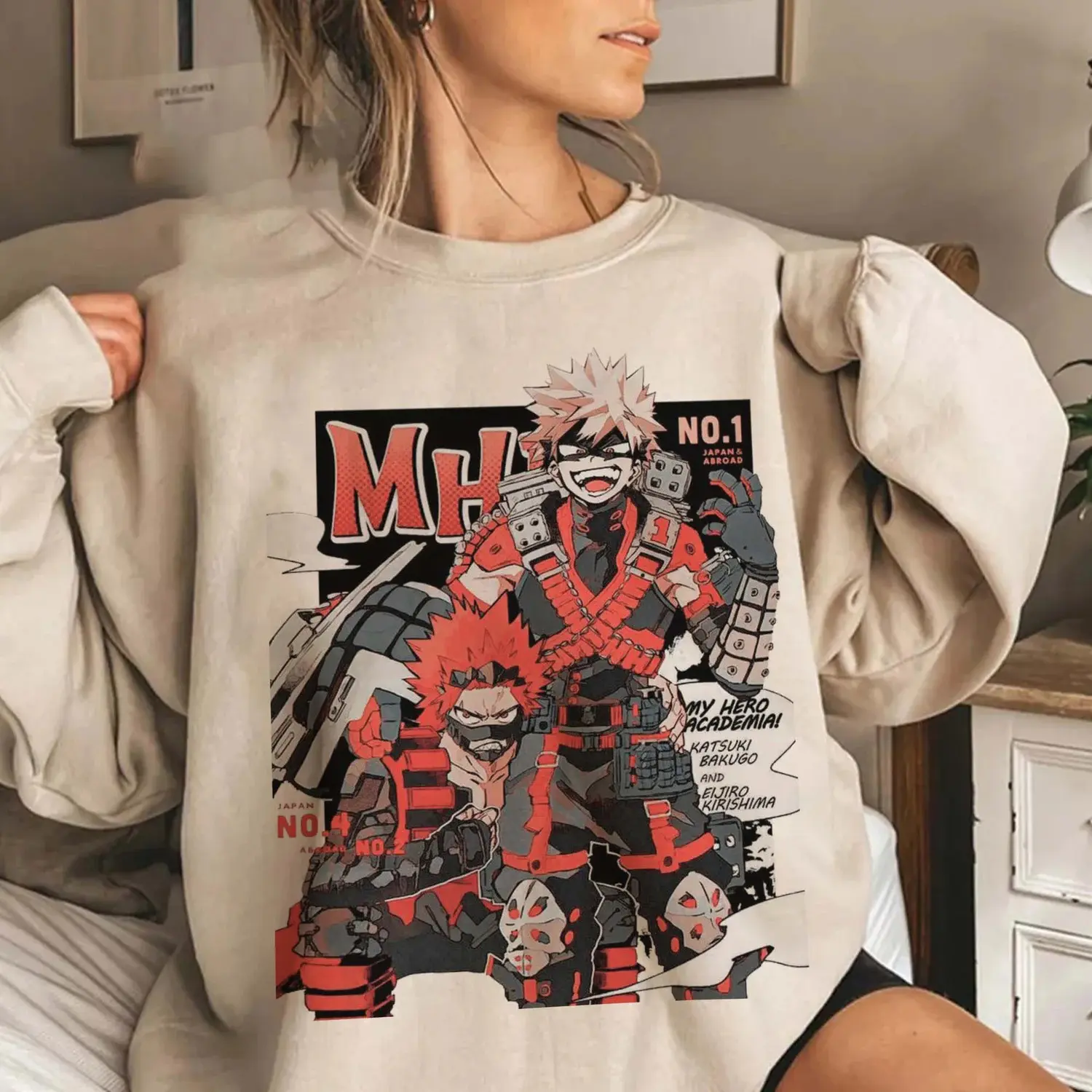 Bakugo and Kirishima sweatshirt, tshirt, Size Up For Oversize Look, Kacchan Shirt, Bakugo Katsuki, Kirishima Eijirou, Anime style shirt, Japanese Anime Clothing, Manga Tshirt, Boku no hero academia, My Hero Academia