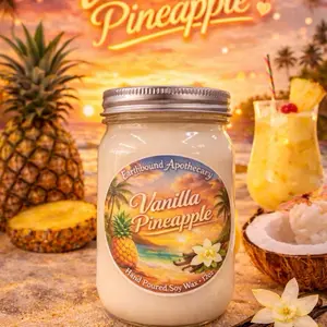 Earthbound Apothecary Vanilla Pineapple 12oz Soy Wax Candle Handmade Hand-Poured Scented Aroma Decor TikTok Viral Gift Ideas - Ornaments, Decoration