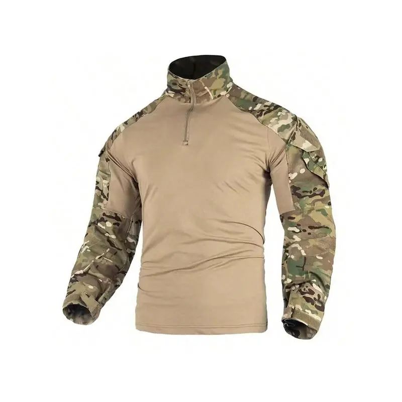 Tactical Shirt For Men G3 Camo Combat Shirt Long Sleeve BDU Military Shirt 1/4 Zip With Pockets Slim Fit Outdoor Can be used with raincoat