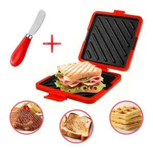 1 Set Multicolor Silicone Microwave Sandwich Maker, No-Need-Power Microwave Toaster, Includes Sandwich Grill with Butter Knife, Dishwasher-Safe Design, Portable & Easy to Use, Ideal for Travel, Quick Cooking, Home Use, and Essential for Outings