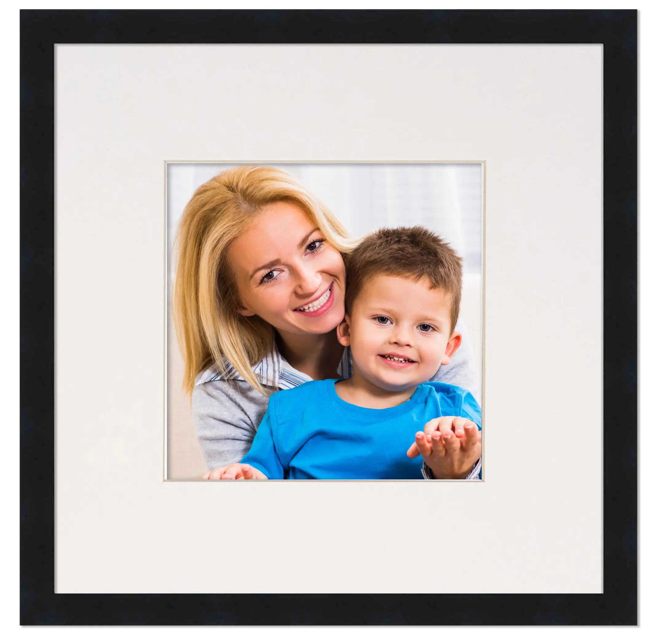 6x6 Frame with Mat - Black 9x9 Frame Wood Made to Display Print or Poster Measuring 6 x 6 Inches with White Photo Mat