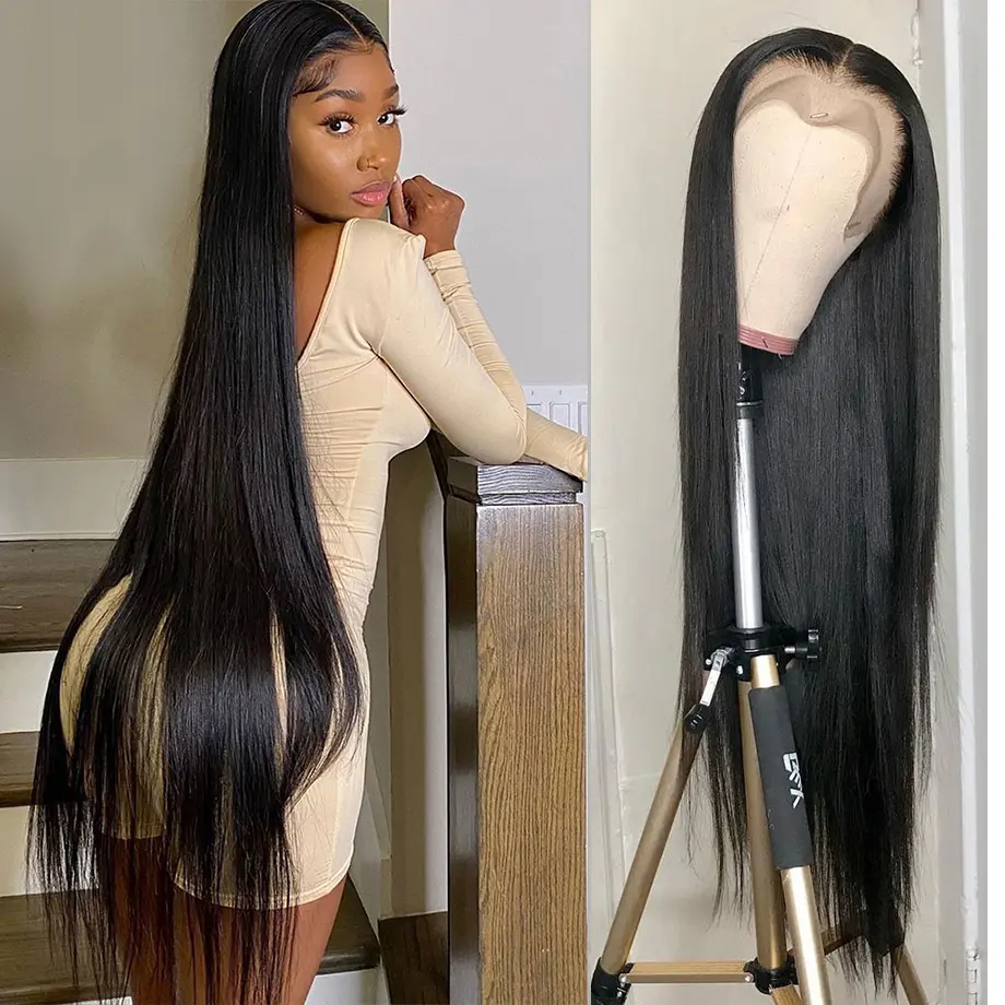 YESWIGS HAIR Wear And Go Glueless Wigs Pre Cut 13X6 HD Straight Lace Human Hair Wigs Pre Bleached Tiny Knots Beginner Friendly Straight 13x4 Lace Front Wigs 180% Density Human Hair Wigs Preplucked Natural Color Human Hair Wigs Lace Front Wigs For Women