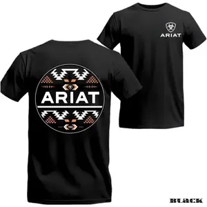 100% Cotton Ariat Tribal Western T-Shirt, Unique Aztec Bull Skull Adventure Graphic Tee, Vintage Country Style Streetwear Shirt, Soft Breathable Short Sleeve Unisex Casual Wear, Everyday Outfit & Gift Top