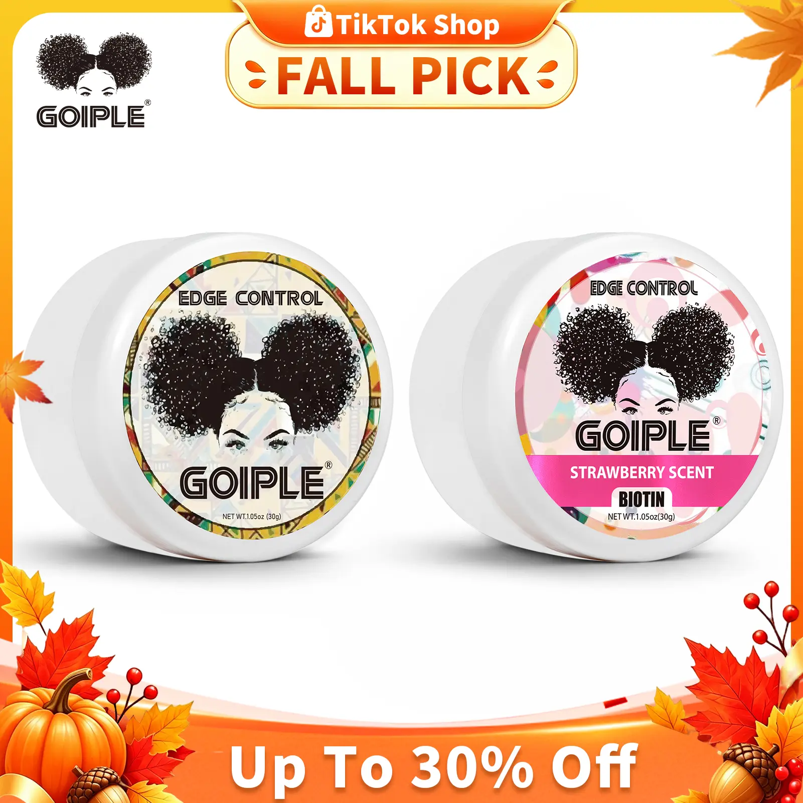 2 Counts 30g Organic Edge Control Wax for Women - Strong Hold, Non-Greasy, Soft Smooths Edges, Strawberry and Pineapple Scents Gel Curls Haircare