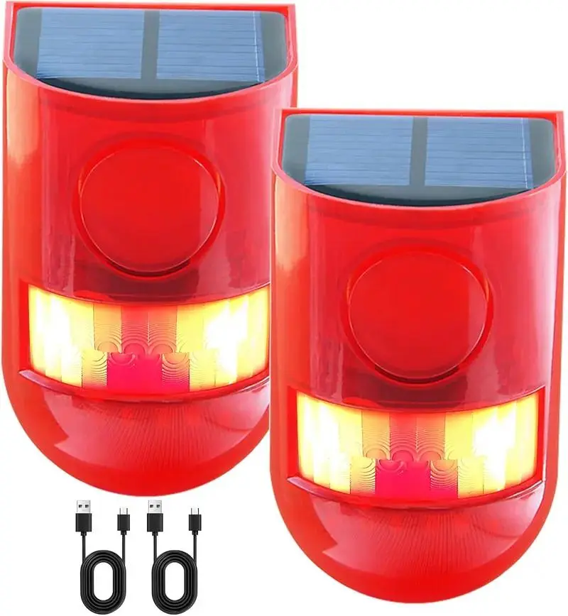 129dB Solar Powered Sound Alarm Motion Villa, Farm, Chicken Coop, Solar Sensor with6 LED Flash Modes, IP55 High Quality - Outdoor SecuritySpeaker for Home, PoweredOutdoor Security Camera