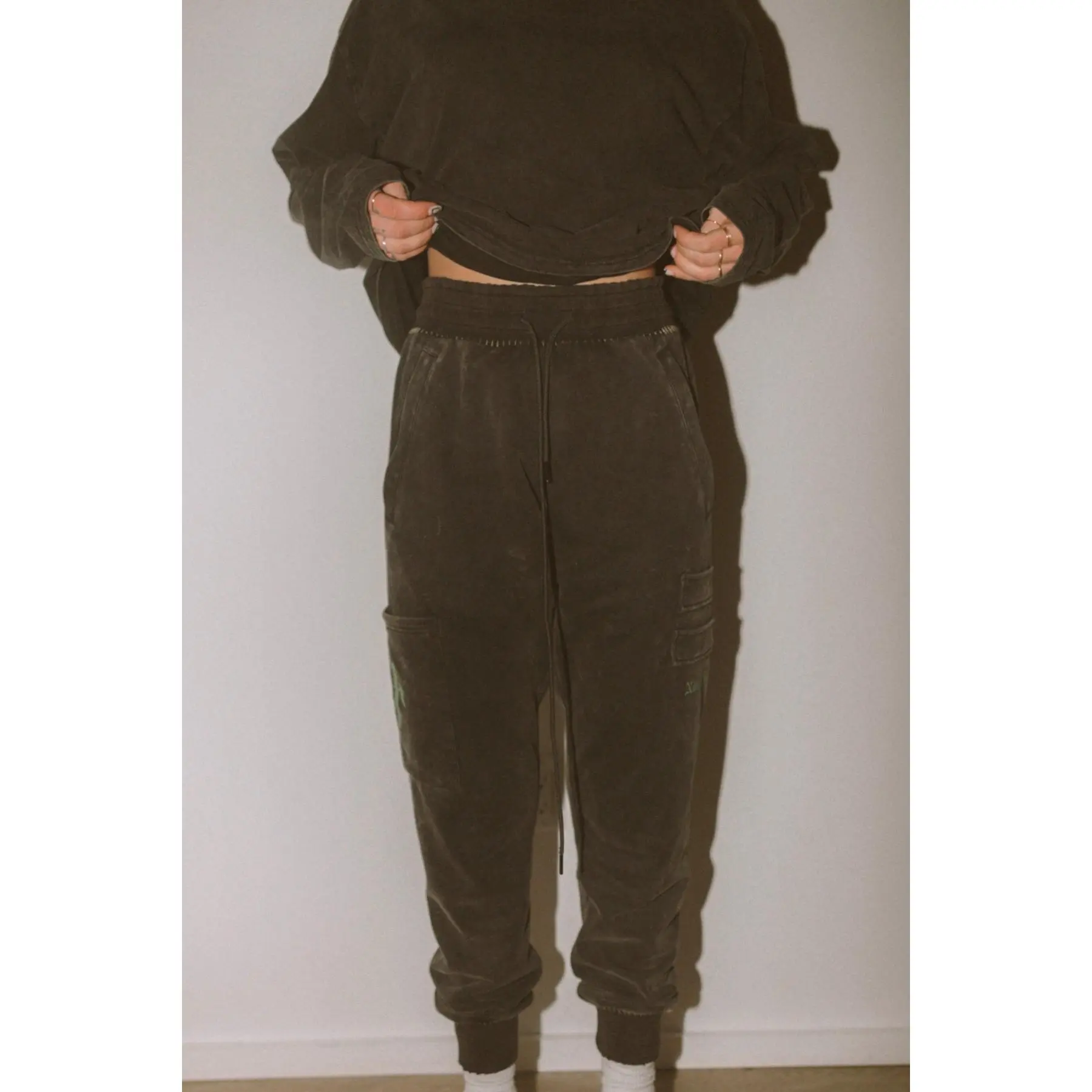 Distressed Sweatpants [Washed Black]