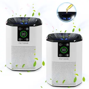 Fetions Air Purifier with Aromatherapy – Premium 3-Stage Filter, Ambient Light Design, Clears Airborne Allergens Like Pet Hair, Dust, and Smoke, Ideal for Homes, 2 Pack, White