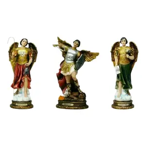 San Miguel Arcangel 8" Inches Tall Mas San Rafael y San Gabriel Archangel 3 Pk Set Estatua Brand New Religious Decor Angeles protector Salud Mensajero de Dios Health