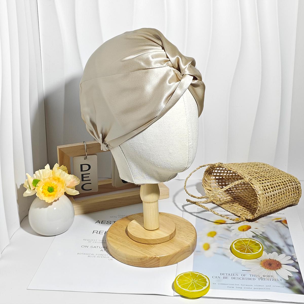 Luxury Silk Shower Cap - 19 Momme 100% Mulberry Silk - Women's silk bonnet for Hair Care, Highest Silk Shower Cap with Premium Elastic, heatless curls, Shower