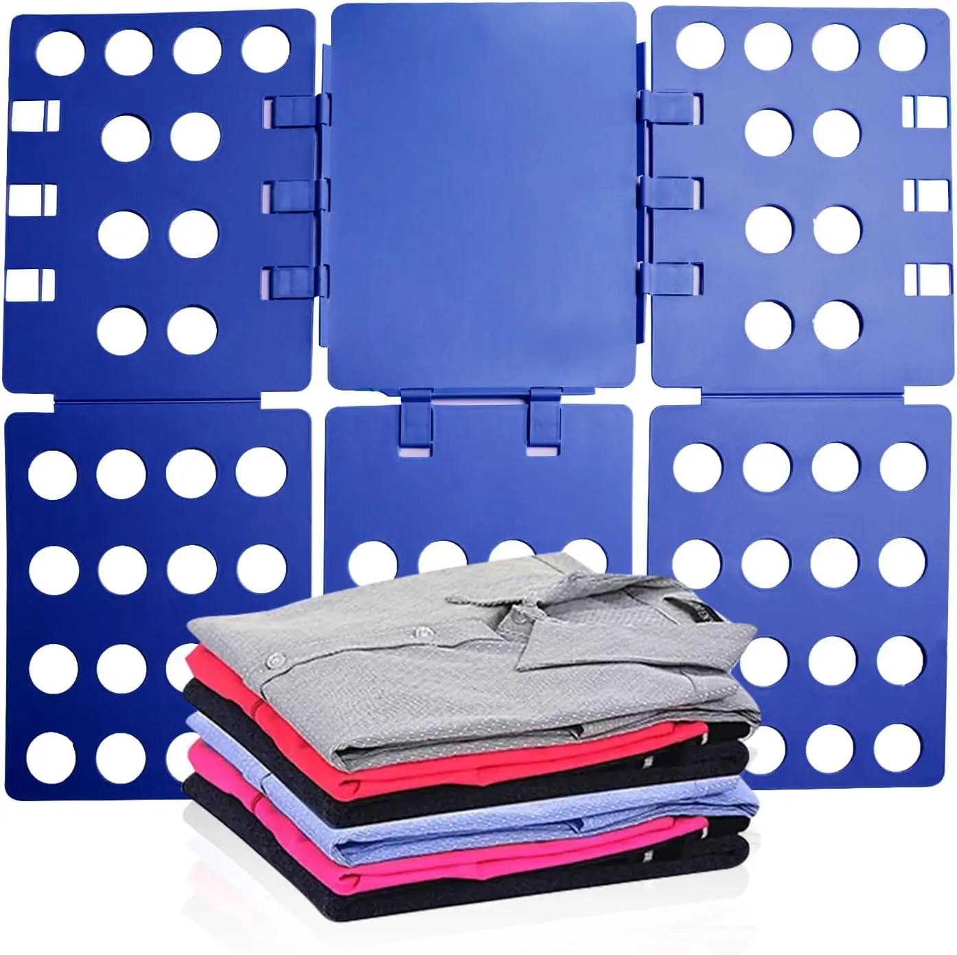 T Shirt Folder T Shirt Folding Board T Shirt Clothes Folder Laundry Organizer Durable Tool Plastic Easy and Fast Folding Board for Kid Children and Adult Plastic Folding Helper (Blue)