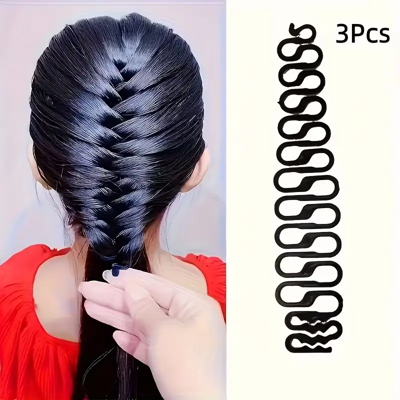 3-Piece Hair Braiding Tool Set, Fishbone Braid Design Kit for Women, Daily Use Hairstyle Accessories, Curling Styling Tools, Home Styling Tool, Braider