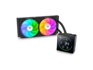 Thermaltake TH240-S V3 ARGB CPU Liquid Cooler; Intel/AMD; 1x240mm 500~2500rpm Single Frame ARGB Fan; 240mm Radiator; 3.95" Segment Code LCD; Rotatable Pump Head; TT Segment LCD Software; Black; CL-W469-PL12SW-A