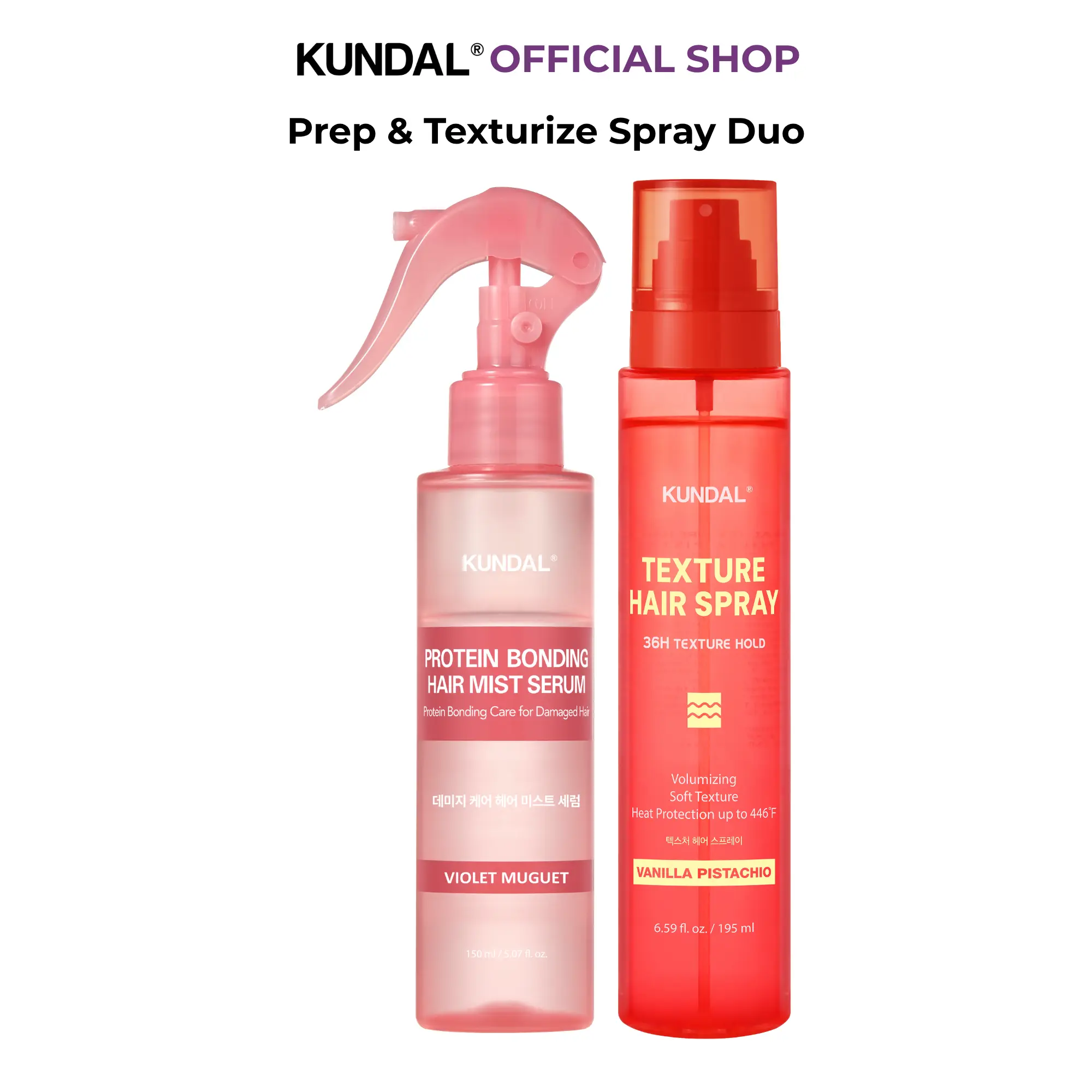 [KUNDAL] Prep & Style Bundle: Protein Bonding Mist Serum + Volume Texture Spray