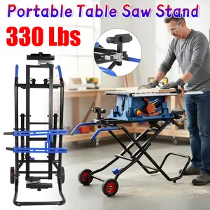 Miter Saw Stand with Wheels 330Lbs Load Capacity Foldable Rollling Stand Heavy-Duty Steel Frame Table Chop Saw Portable Bandsaw Stand Universal for Most Brands of Table Saws