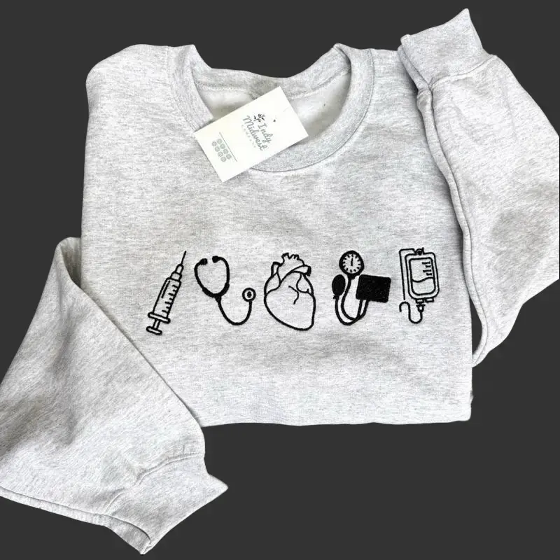 Nurse cardiac heart icon crewneck | nursing crewneck | neutral nurse, RN, BSN, aesthetic Comfort Pullover Casual Comfortable Sweatshirts