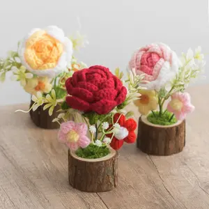 Mother's Day Gift,Knitted Simulation Sunflower Potted Plant Handmade Craft Gift & Desktop Decor,Valentine's Day gift,Suitable for gifting to all kinds of female friends