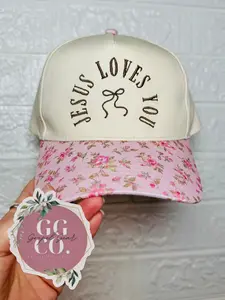 Jesus Loves You Bow Embroidered Hat