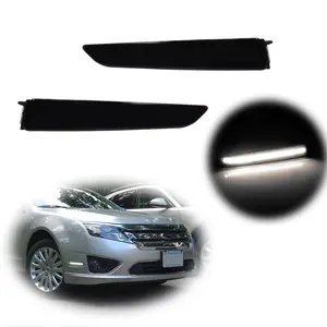 2pcs For Ford Fusion 2010 2011 2012 Smoked White LED Front Bumper Side Marker Signal lamps Lights, Replace OEM FO2551145, FO2550145