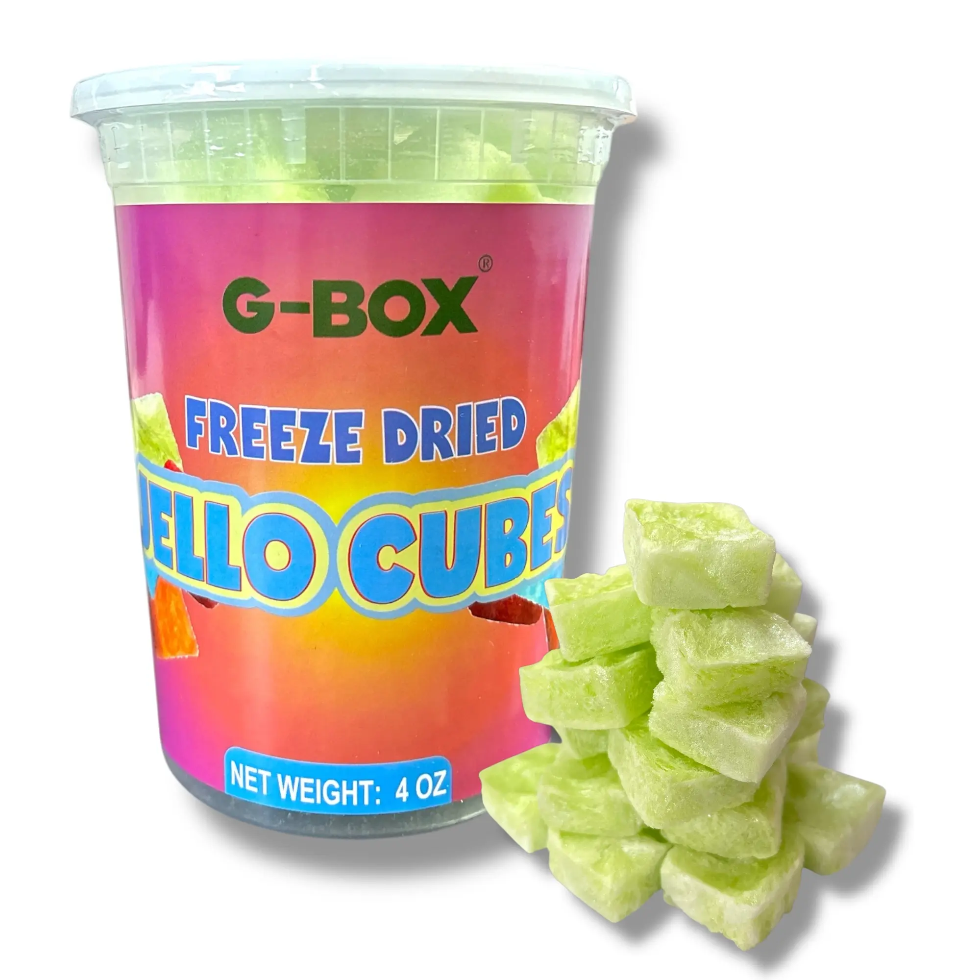 G-Box Freeze Dried Jello Cubes Watermelon Flavor - USA-Made Freeze-Dried Candy - Handmade Freeze Dried Frozen Jello