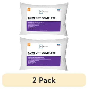 (2 pack) Mainstays Comfort Complete Bed Pillow, Standard/Queen