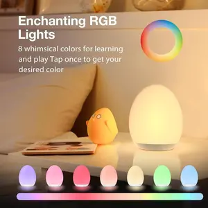 Night Light for Kids, Egg Light for Nursery with 7 RGB Colors Changeable & Stepless Dimming, Rechargeable Tap Light with 1h Timer & Touch Control