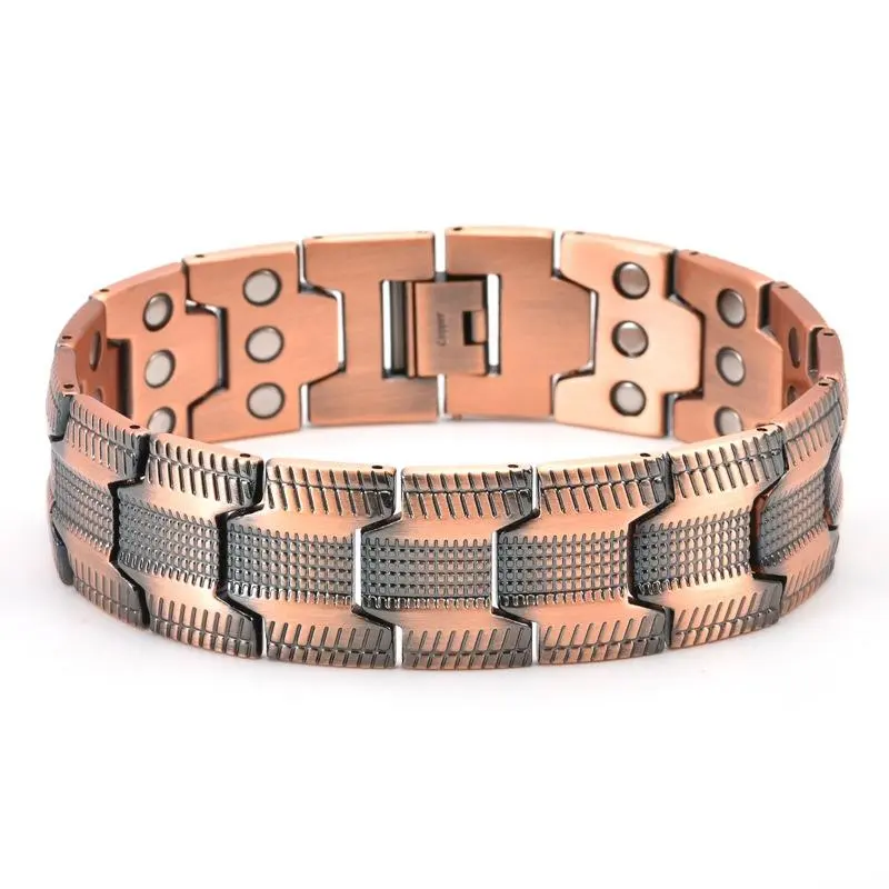 Men's Copper Magnetic Bracelet - 3X Strength Link Design, Adjustable Fashion Accessory with Sizing Tool, Magnet-Powered Bracelets & Bangles