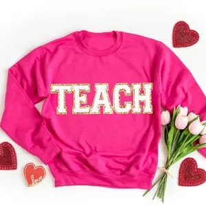 Valentines Day Teacher Sweatshirt, Teacher Shirts, Valentines Day Gift for Teacher, Personalized Teacher Sweater Valentine Shirt_26 Cotton Crewneck