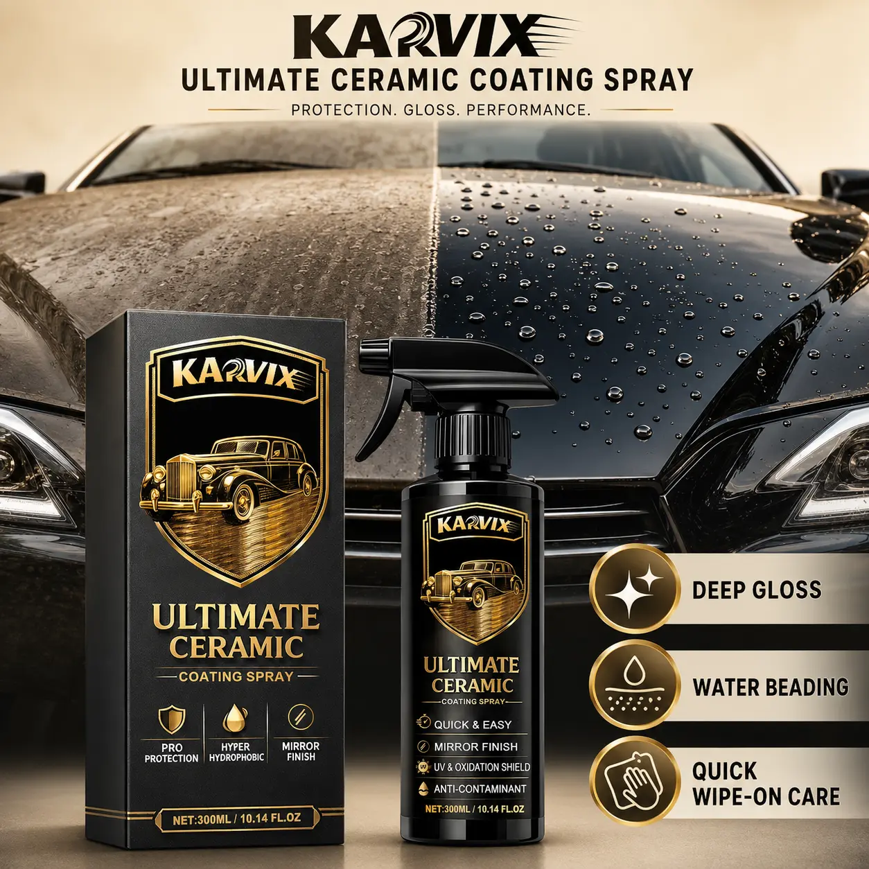 Car Coating Spray for High Gloss Shine Quick Nano Shine Spray with Advanced Protective Coating Agent for Brilliant Shine and Paint Restoration for Cars Trucks SUVs with Adjustable Nozzle