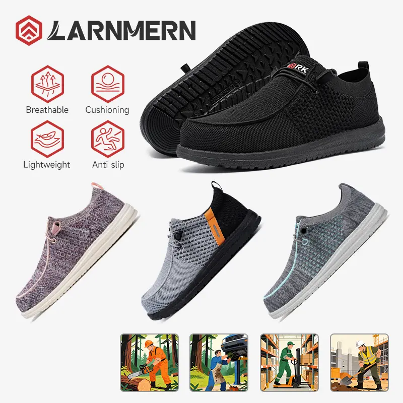 Steel Toe Slip On Loafer Work Shoes, Summer Ventilated Mesh, Ultra Light Breathable Safety Footwear, OSHA & ASTM Certified, Flexible Closed Steel Toe, Sweat-Wicking Lining for Hot Weather, Unisex Casual Trainers with Advanced Comfort Tech