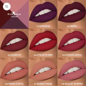 Italia Deluxe Mousse Matte Lipstick up to 12 hours Ultra soft & velvety smooth Gloss Lightweight Lipgloss Makeup Cosmetic Glossy