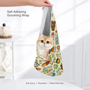 SmartWell Self-Adhering Reusable Anti-Scratch Grooming And Restraint Wrap For Stress-Free Cat Nail Care Plus Camera And Makeup Travel Storage Kittens