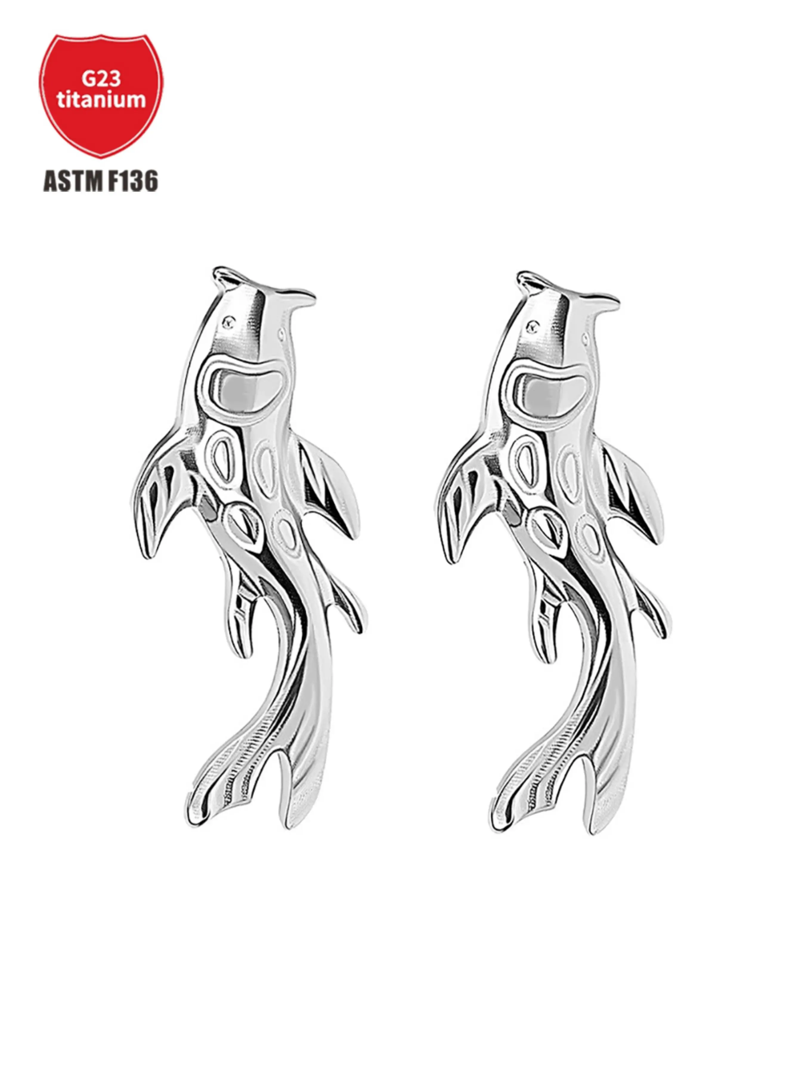 F136 Titanium Alloy Animal Catfish Lip Nail Earrings, Delicate Small Earrings, Fashion Ear Bone Nail Body Piercing Jewelry, Casual Trendy Jewelry
