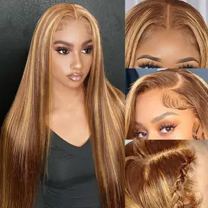 reshine Ombre Highlight 7x5 Glueless Lace Front Wig Human Hair Pre Plucked 180% Density Pre Cut Tiny Knots Easy Styling