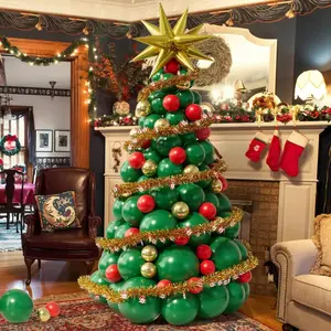 Jungle Balloon Garland Arch Kit  Tree Balloons with Red Green Christmas Photo Tape