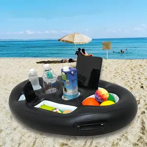 Inflatable Pool Float, Multifunctional Floating Drink & Service Tray, Large Capacity Inflatable Pool Party Ice Bar, Swimming Pool Accessories
