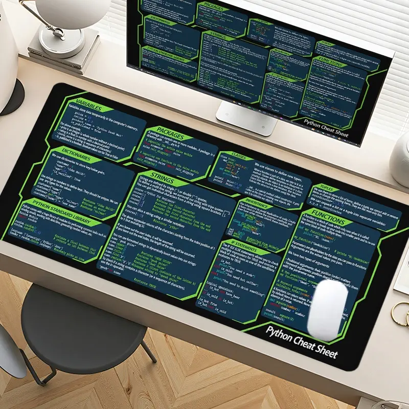 Python Cheat Sheet Computer Desk Mat Gaming Desk Accessory Office Desktop Accessories Gaming Mouse Pad XXL Extended Mouse Pad for Laptop Large Mouse Pad for Desk with Non - Slip Rubber Base Stitched Edges Surface for PC Gamers Office Workers & Home Use