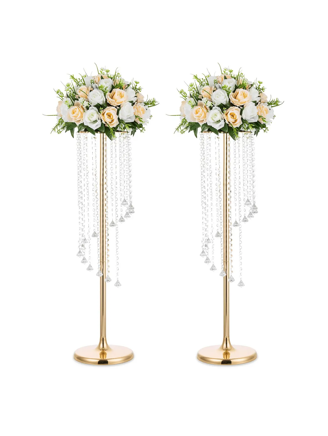 2 Pieces 35.4 Inch Tall Wedding Centerpieces Vases Crystal Flower Vase Metal Flower Stand for Party Table Decorations - Elegant Bulk Wedding Decoration Table Chandelier Centerpiece Stands
