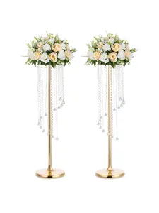 2 Pieces 35.4 Inch Tall Wedding Centerpieces Vases Crystal Flower Vase Metal Flower Stand for Party Table Decorations - Elegant Bulk Wedding Decoration Table Chandelier Centerpiece Stands