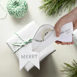 Handheld Tape Dispenser with 2 Rolls Transparent Adhesive Tape, Automatic Distribution, Single Hand Operation, Fits 1/2 & 3/4 Inch Tapes